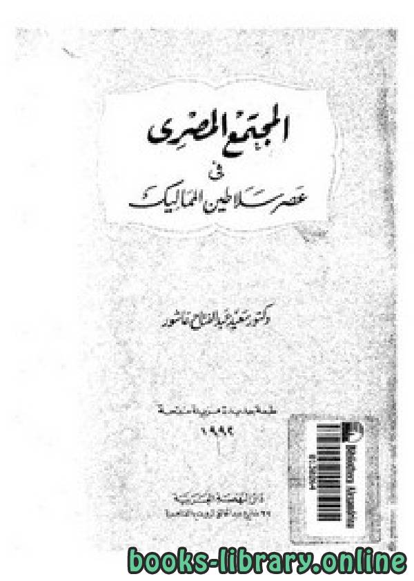 قراءة و تحميل كتاب المجتمع المصري في عصر سلاطين المماليك PDF