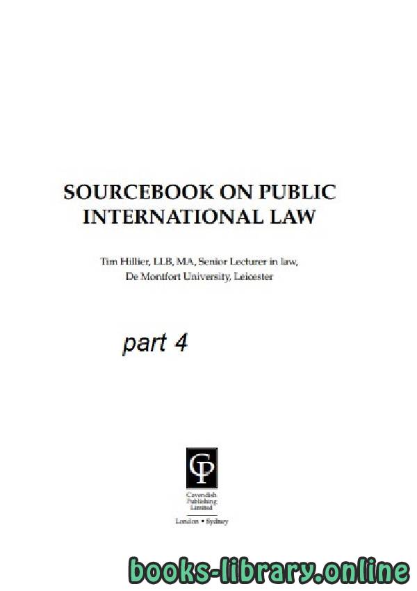 ❞ كتاب SOURCEBOOK ON PUBLIC INTERNATIONAL LAW part 4 text 22 ❝  ⏤ تيم هيلير