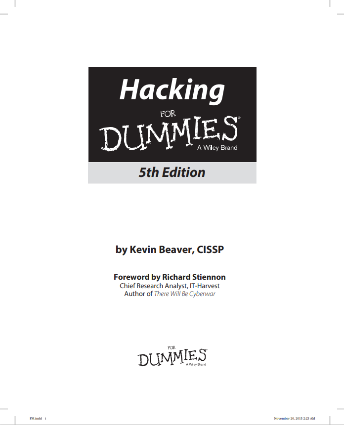 ❞ كتاب Hacking For Dummies ❝  ⏤ كيفن بيفر