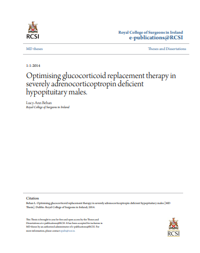 قراءة و تحميل كتابكتاب ماجستير بعنوان :Optimising glucocorticoid replacement therapy in severely adrenocorticoptropin deficient hypopituitary males  PDF