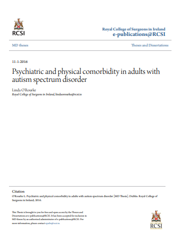 ماجستير بعنوان :Psychiatric and physical comorbidity in adults with autism spectrum disorder