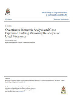 ماجستير بعنوان :Quantitative Proteomic Analysis and Gene Expression Profiling Microarray Re-analysis of Uveal Melanoma 