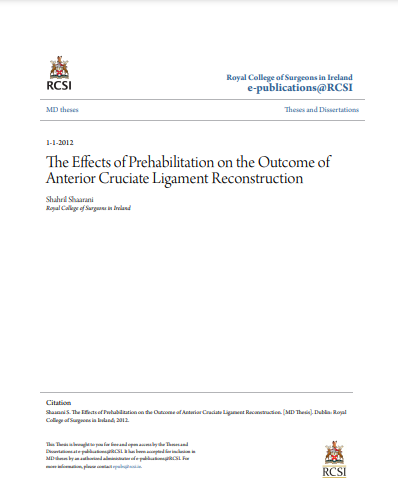 قراءة و تحميل كتابكتاب ماجستير بعنوان :The Effects of Prehabilitation on the Outcome of Anterior Cruciate Ligament Reconstruction PDF