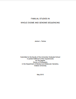 ❞ رسالة  بعنوان :FAMILIAL STUDIES IN WHOLE EXOME AND GENOME SEQUENCING ❝  ⏤ جانيس إل فارلو