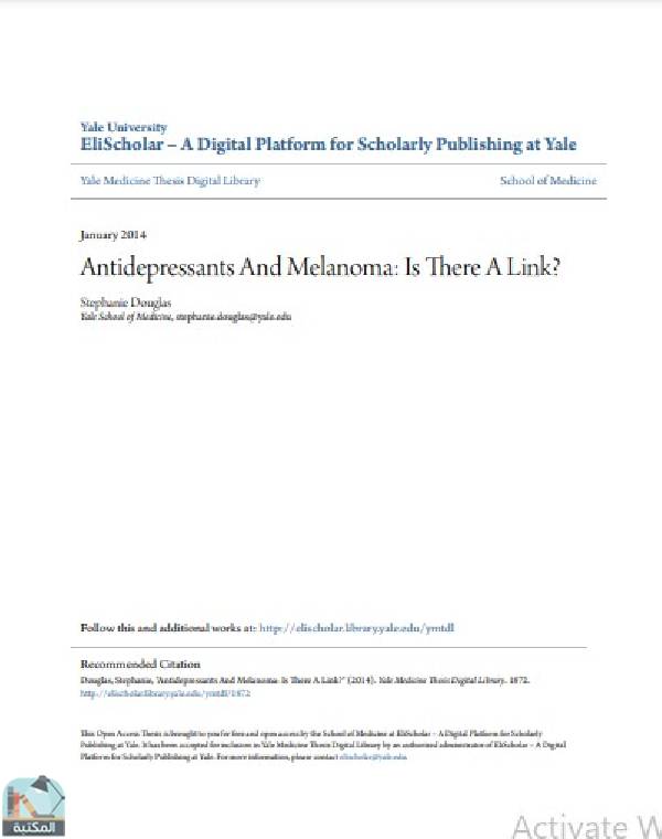 قراءة و تحميل كتابكتاب Antidepressants And Melanoma: Is There A Link? PDF