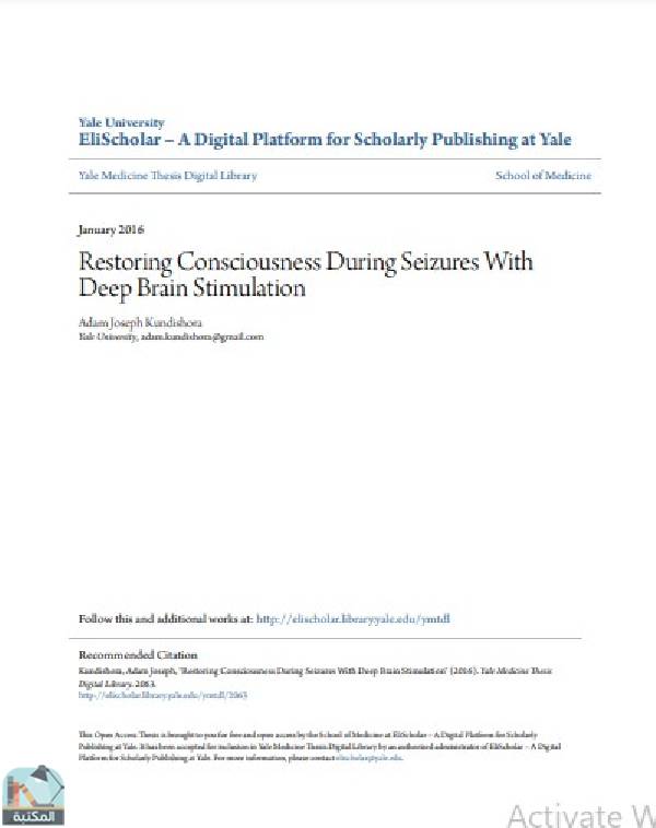 قراءة و تحميل كتاب Restoring Consciousness During Seizures With Deep Brain Stimulation PDF