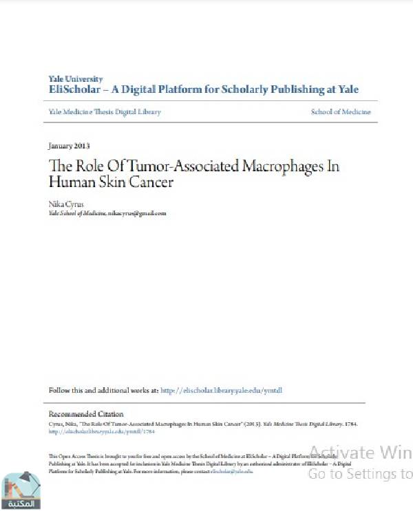 ❞ رسالة The Role Of Tumor-Associated Macrophages In Human Skin Cancer ❝  ⏤ Nika Cyrus