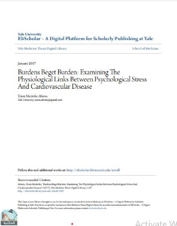 قراءة و تحميل كتابكتاب Burdens Beget Burden: Examining The Physiological Links Between Psychological Stress And Cardiovascular Disease PDF