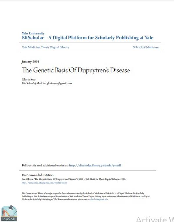 قراءة و تحميل كتابكتاب The Genetic Basis Of Dupuytren 's Disease PDF