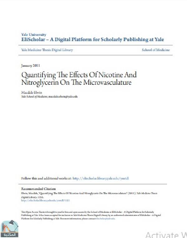 قراءة و تحميل كتابكتاب Quantifying The Effects Of Nicotine And Nitroglycerin On The Microvasculature PDF