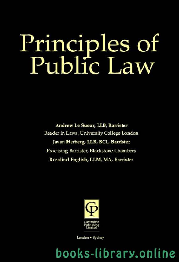 ❞ كتاب Principles of Public Law chapter 9 ❝  ⏤ أندرو لو سوور وجافان هيربيرج وروزاليند إنجلش