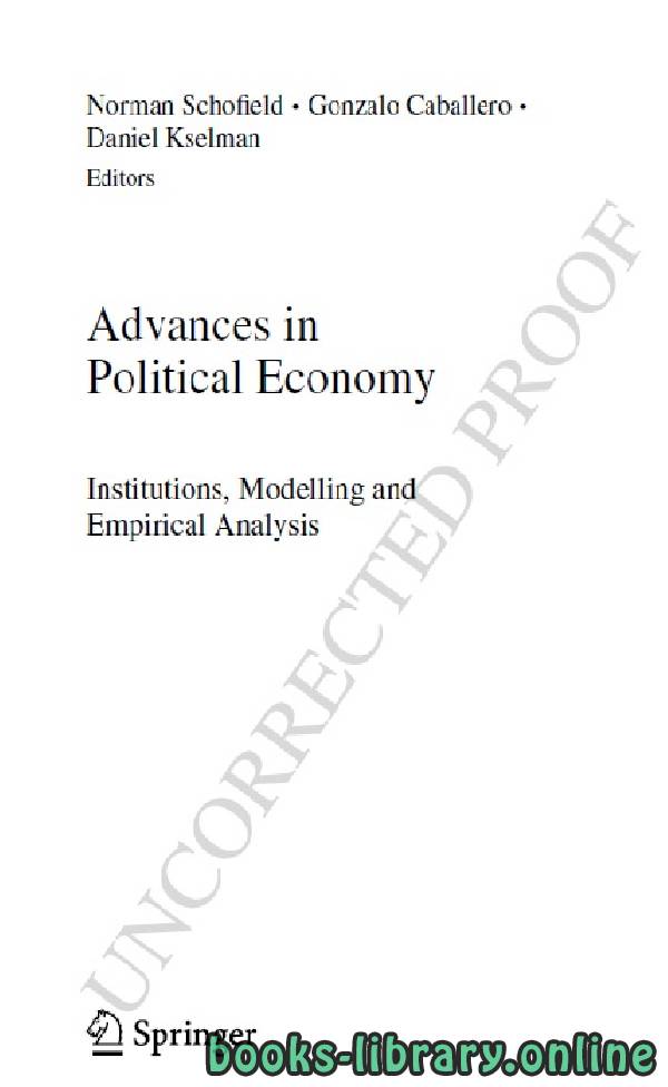 قراءة و تحميل كتابكتاب Advances in Political Economy Institutions, Modelling and Empirical Analysis part 2 text 20 PDF