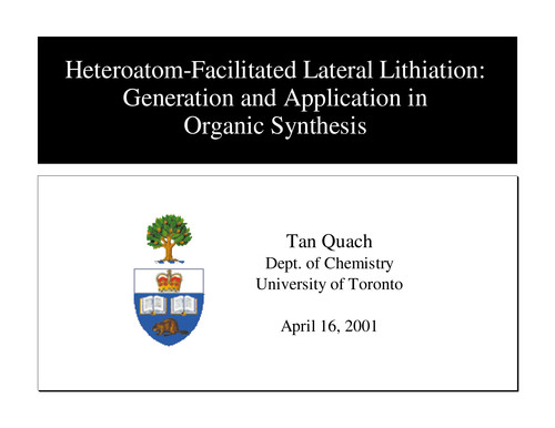 ❞ كتاب Heteroatom-Facilitated Lateral Lithiation ❝  ⏤ Tan Quach