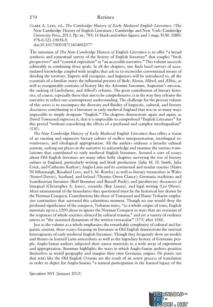 قراءة و تحميل كتابكتاب []the cambridge history of MEDIEVAL ENGLISH LITERATU PDF