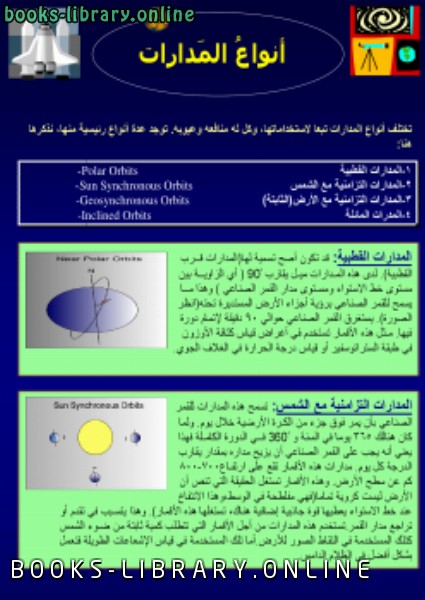 قراءة و تحميل كتاب أنواع مدارات الأقمار الصناعية PDF