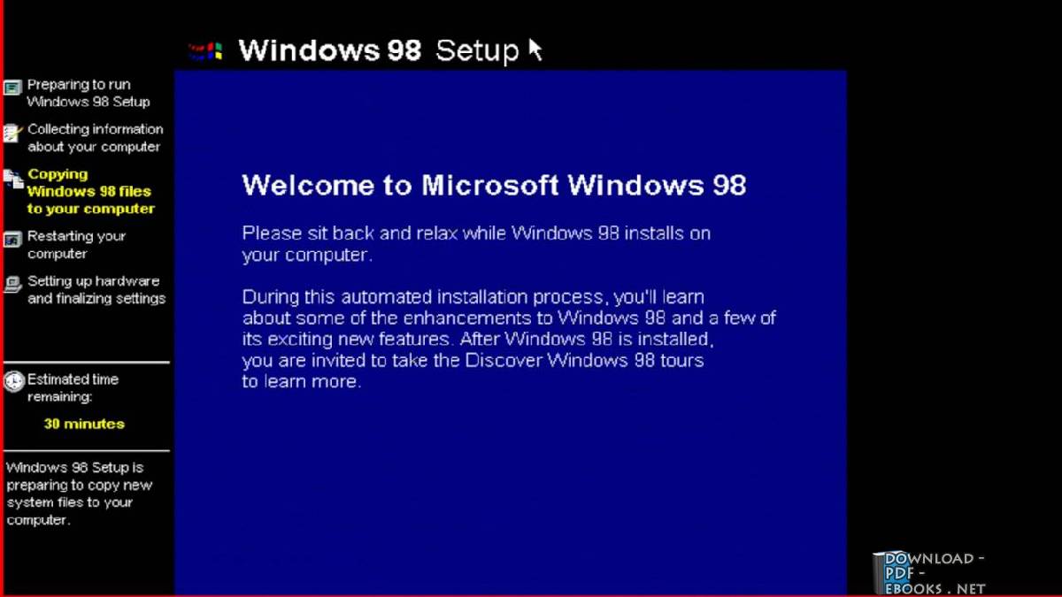 قراءة و تحميل كتاب Learn to install and install Windows 98 PDF