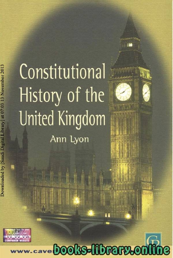 قراءة و تحميل كتابكتاب CONSTITUTIONAL HISTORY OF THE UK PDF