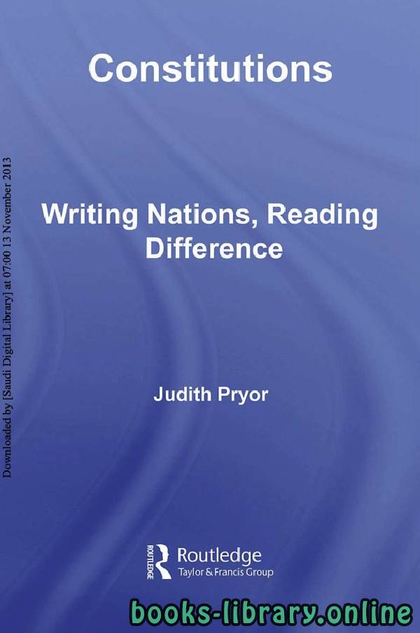 Constitutions Writing Nations, Reading Difference