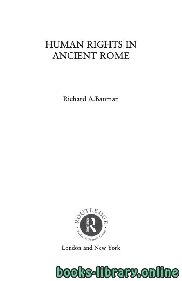 ❞ كتاب HUMAN RIGHTS IN ANCIENT ROME ❝ 
