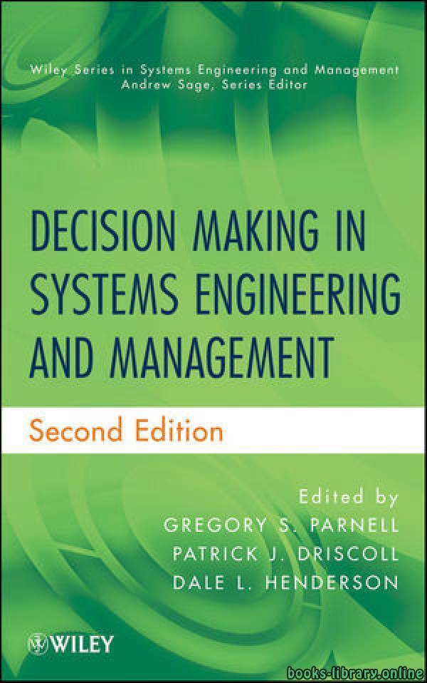 قراءة و تحميل كتابكتاب Decision Making in Systems Engineering and Management : Frontmatter PDF