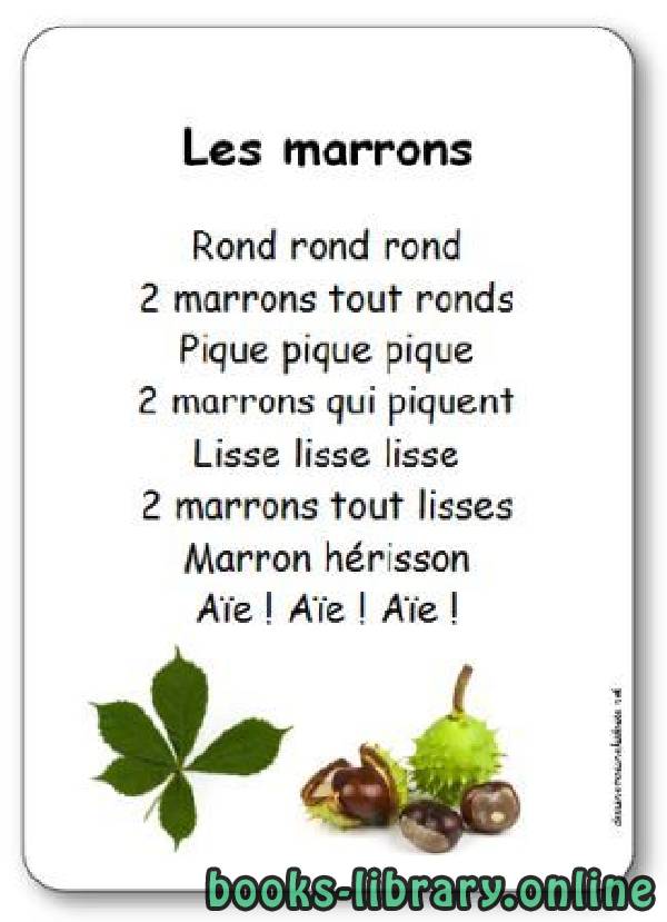 قراءة و تحميل كتابكتاب Comptine « Les marrons » de Sophie Ireson PDF