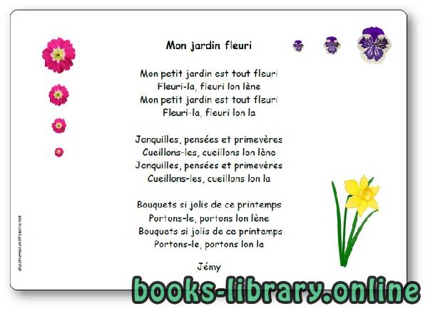 قراءة و تحميل كتابكتاب Chanson « Mon jardin fleuri » de Jémy PDF