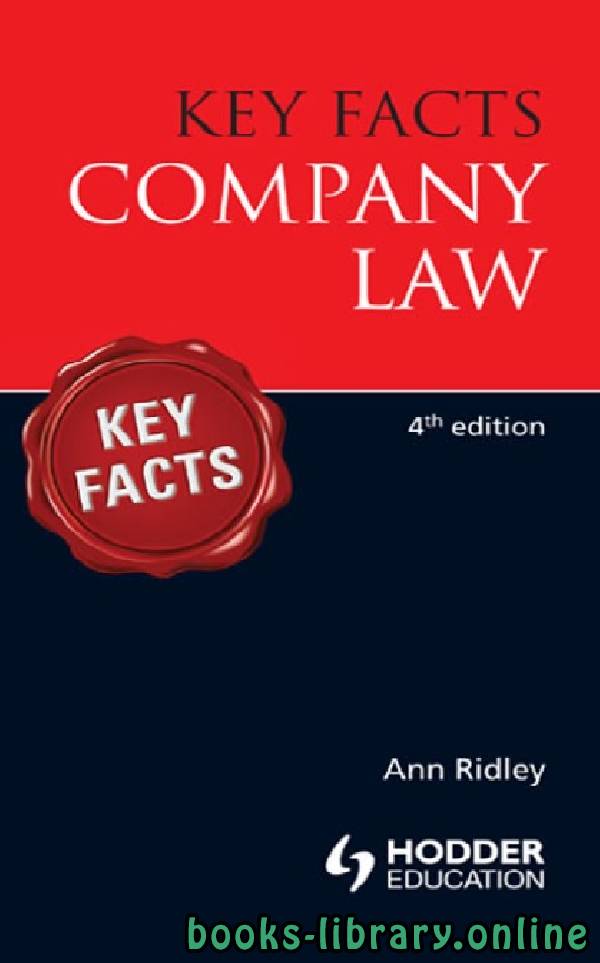 ❞ كتاب Key facts company law 4th edition chapter 3 ❝  ⏤ آن ريدلي