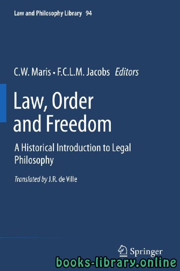 ❞ كتاب LAW, ORDER AND FREEDOM A Historical Introduction to Legal Philosophy Chapter 1 ❝  ⏤ سيس ماريس وفرانس جاكوبس