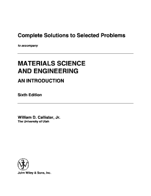 ❞ كتاب Complete Solutions to Selected Problems to accompany MATERIALS SCIENCE AND ENGINEERING AN INTRODUCTION ❝ 