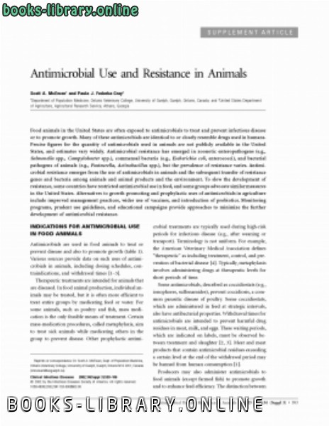 Antimicrobial Use and Resistance in Animals