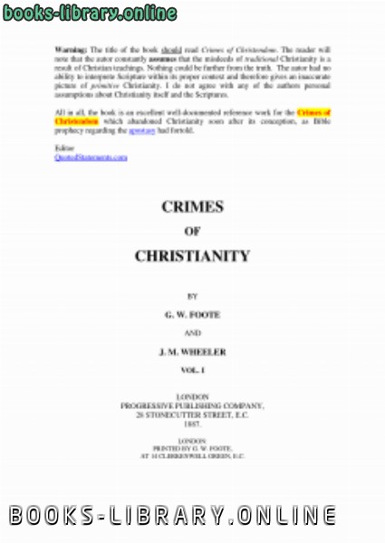 قراءة و تحميل كتابكتاب جرائم النصرانية Crimes of Christianity PDF