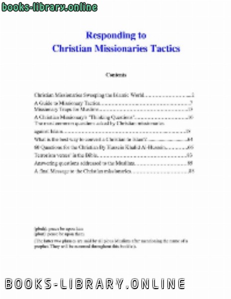 Responding to Christian Missionaries Tactics 