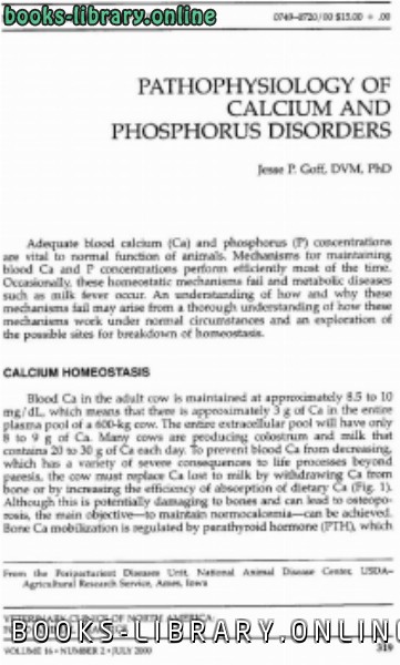قراءة و تحميل كتابكتاب 3  Pathophysiology of calcium and phosphorus disorders PDF