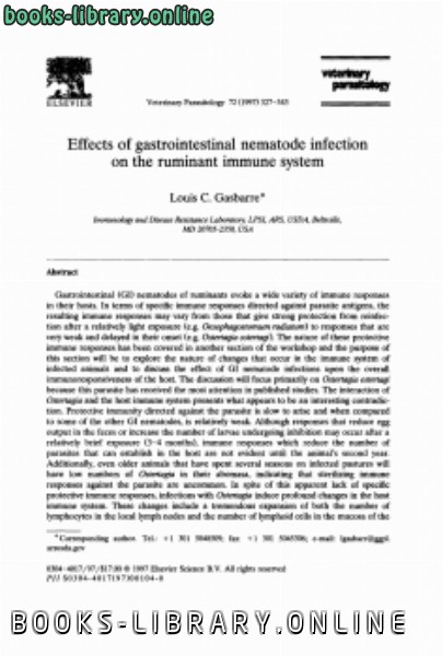 Effects of gastrointestinal nematode infection on the ruminant immune system