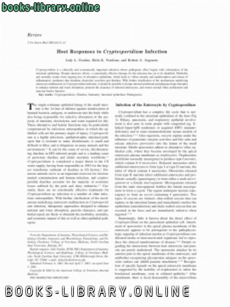قراءة و تحميل كتابكتاب Host Responses to Cryptosporidium Infection PDF