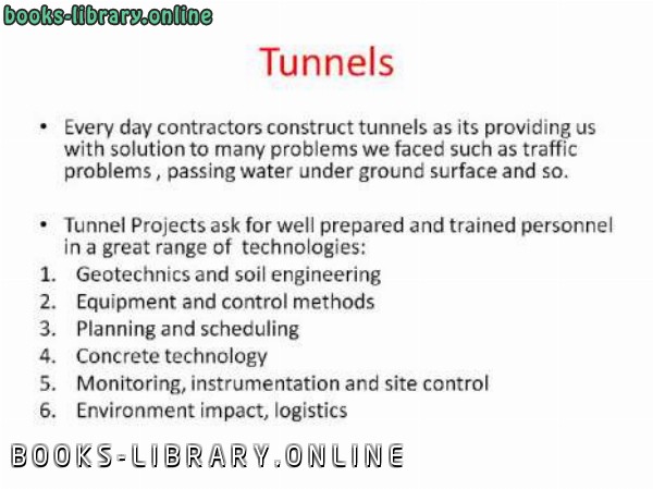 ❞ كتاب تنفيذ الانفاق (Tunnels) ❝  ⏤ elaswany3062012