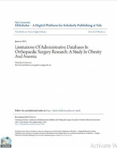 Limitations Of Administrative Databases In Orthopaedic Surgery Research: A Study In Obesity And Anemia 