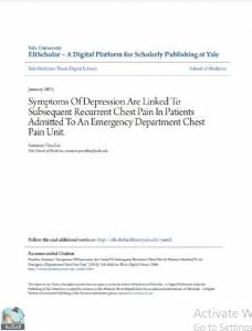 Symptoms Of Depression Are Linked To Subsequent Recurrent Chest Pain In Patients Admitted To An Emergency Department Chest Pain Unit 