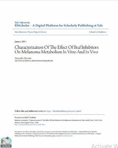 Characterization Of The Effect Of Braf Inhibitors On Melanoma Metabolism In Vitro And In Vivo 