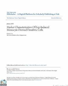 Marker Characterization Of Ecp-Induced Monocyte-Derived Dendritic Cells 