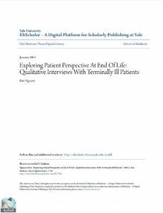 Exploring Patient Perspective At End Of Life: Qualitative Interviews With Terminally Ill Patients 