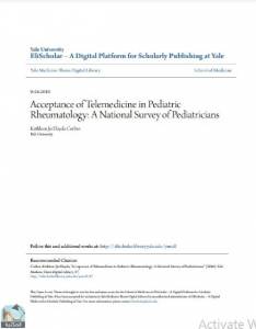 Acceptance of Telemedicine in Pediatric Rheumatology: A National Survey of Pediatricians 