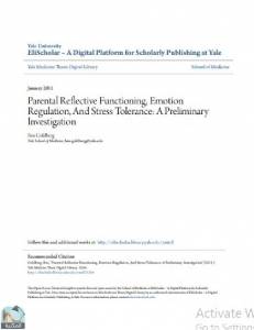 Parental Reflective Functioning, Emotion Regulation, And Stress Tolerance: A Preliminary Investigation 