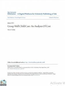 Group Well Child Care: An Analysis Of Cost 
